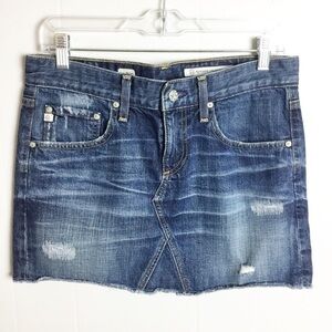 AG Adriano Goldschmied Denim Box Skirt Size 28 Distressed